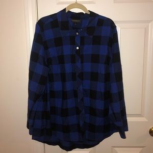 Plus Size Blue and Black Buffalo Checkered Shirt